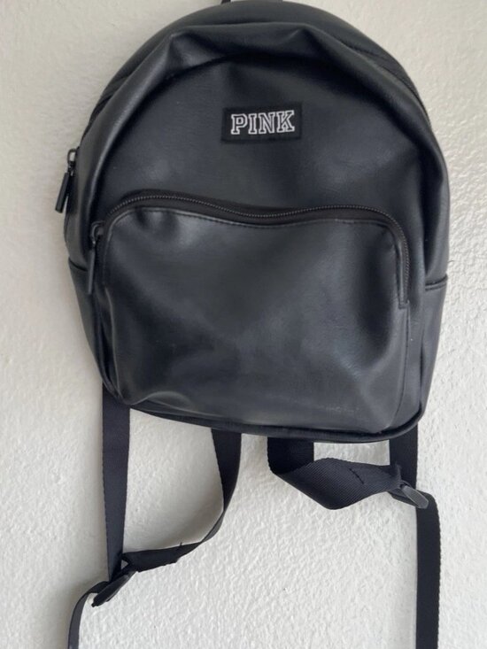 Victorias Secret PINK MINI Backpack Black Leather fashion travel school bag rare main image 9